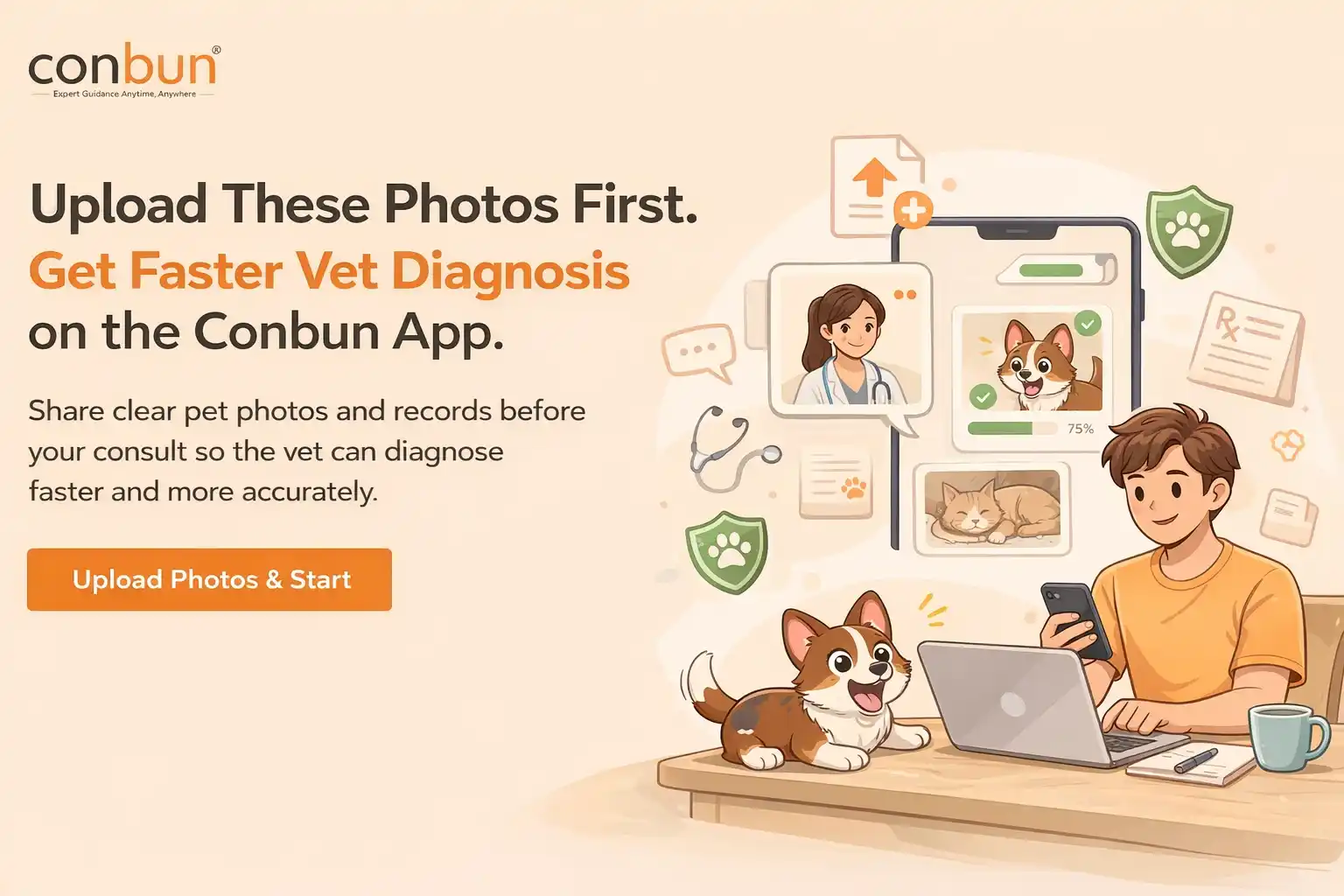 Upload These Photos First. Get Faster Vet Diagnosis on Conbun App